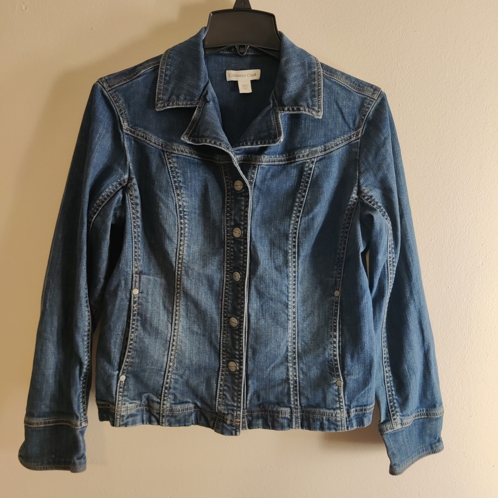 Women's Waist Length Coldwater Creek Button Up Jean Jacket Size 10